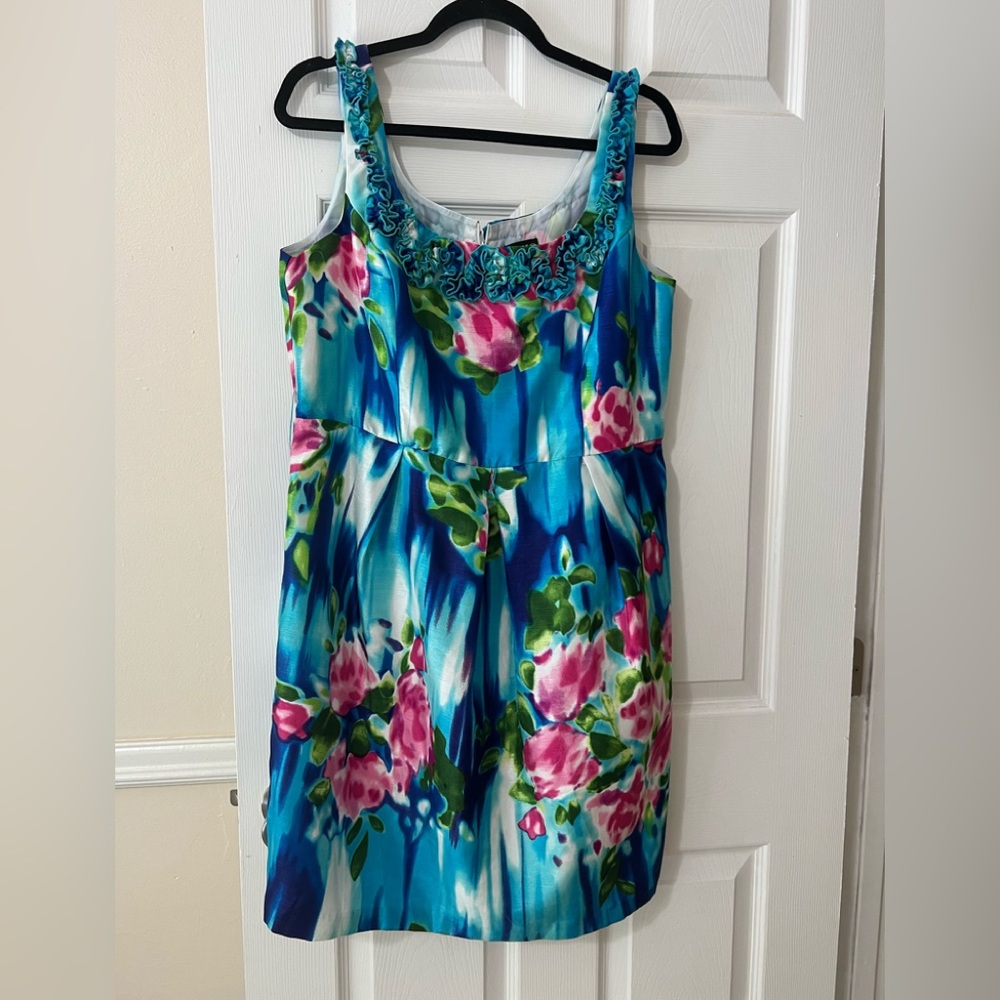 BEAUTIFUL SOHO APPAREL FLORAL BLUE & PINK SUMMER DRESS